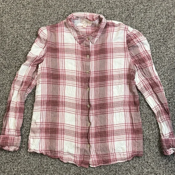 Como Vintage Pink and White Plaid Button-Down Shirt - Picture 2 of 7